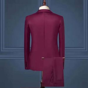 I-0499 Traje Formal de Negocios para Hombre, Doble Botonadura, Color Sólido, Poliéster/Algodón, para Reuniones de Negocios - Product Image 2