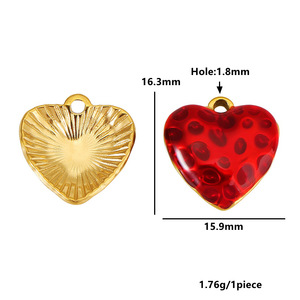 Colgante de Corazón de Acero Inoxidable 16.3x15.9mm Chapado en Rojo, Forma de Amor, Componente de Joyería para DIY, Accesorio para Collar y Pulsera - Product Image 1
