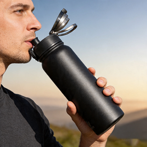 Bouteilles d'eau isothermes en acier inoxydable à double paroi, personnalisées, pour le sport, la randonnée, avec couvercle - Product Image 2