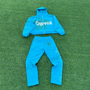 Ensembles de sweat à capuche zippé personnalisé de haute qualité avec logo imprimé Streetwear Survêtements en coton pour hommes - Product Image 6