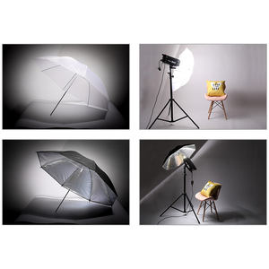 Kit de parapluies de studio photo 33' 84cm blanc, or, noir, ampoules à lumière douce, support de lampe de prise de vue, trépied - Product Image 4