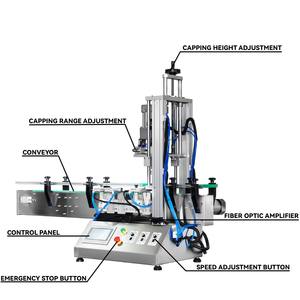 Ligne de machines automatiques de remplissage, de bouchage et d'étiquetage pour bouteilles rondes de whisky, de liqueur, de savon liquide et de produits de bureau. - Product Image 5