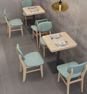 ชุดโต๊ะรับประทานอาหารไม้เนื้ออ่อนสไตล์โมเดิร์นสำหรับร้านอาหาร บาร์ โรงแรม คาเฟ่ ห้องนั่งเล่น ล็อบบี้ วิลล่า; โต๊ะและเก้าอี้แบบแผง - Product Image 1