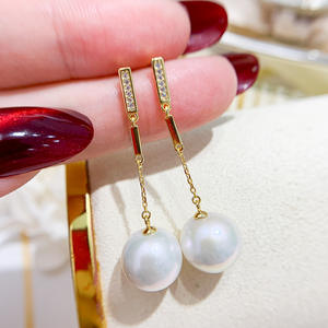 S925 <b>Silver</b> DIY <b>Pearl</b> Accessories Fashion <b>Silver</b> Jewelry <b>Earrings</b> with 8-13mm Round Beads Empty Earnail Tray 21989 - Product Image 1