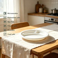 Assiettes en plastique jetables noires résistantes pour fêtes et restaurants, compatibles micro-ondes, vaisselle et bols en lot économique