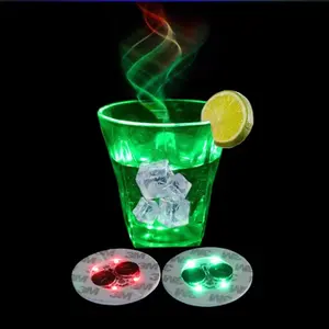 Club Bar Party LED Flash Light Up Drinking Glasses Luminous Bottle Stickers LED Coaster Flashing Light Bulb Bottle Cup Mat