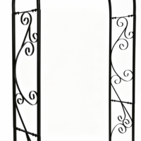 Arche de jardin classique en métal décorée de motifs enroulés, noire, détachable, thermolaquée, antirouille, résistante aux intempéries, pour balcon ou mariage