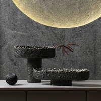 Wabi-Sabi Zwart Hars Kunstambachten Huis & Woonkamer Decor Droge Fruitschalen Decoratieve Borden