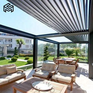 Pergola motorisée moderne 3x3m pour jardin, à lames orientables, avec structure en aluminium rétractable et revêtement pour tonnelles escamotables - Product Image 3