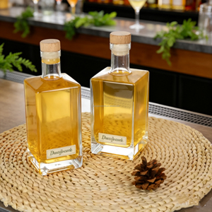 Botellas de Vidrio Cuadradas Cúbicas para Licores como Tequila, Whisky, Ginebra, Vodka, Disponibles en 375ml, 500ml, 700ml, 750ml con Corcho - Product Image 3