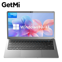Ordinateur portable professionnel fin GetMi 14 pouces avec processeur Intel Quad Core N4000, châssis métallique, SSD sans fil et caméra