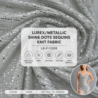 Kain Rajut Payet Lurex Metalik Berkilau 95% Poli 5% Spandex 210GSM Gaun Pesta Berkilau Kostum Panggung Rok Grosir Kustom