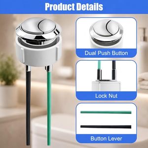 Bouton poussoir de chasse d'eau double pour réservoir Geberit et Kohler 38 mm, pièce de rechange chromée pour couvercle de réservoir - Product Image 6