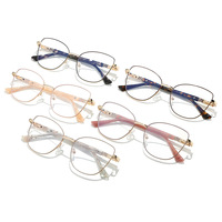 Monture de lunettes œil-de-chat en métal pour femme, branches en acétate, monture optique tendance pour verres correcteurs, lunettes anti-lumière bleue
