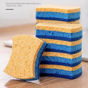 Éponge de cuisine composite ondulée en gros, tampon à récurer multi-couches pour la vaisselle, éponge de nettoyage dégraissante CS007 - Product Image 4