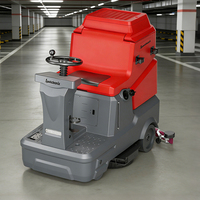 Autolaveuse industrielle autoportée pour stations de métro, double brosse, 120L, machine de nettoyage de sols humides