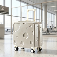 Valise de cabine PC Spinner Fashion Mini 18 pouces, portable multi-usages, avec interface de charge USB, porte-gobelet et roues silencieuses