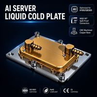 Placa Fría Líquida para Servidores de IA, Refrigeración de Centros de Datos, Placa Fría de Refrigeración Líquida con Base de Cobre, Gestión Térmica Personalizada CNC