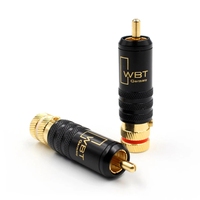 Conector de altavoces RCA chapado en oro, adaptador macho de cobre WBT-0144 RCA, tornillos de enchufe, bloqueo de soldadura, Cable de Audio y vídeo