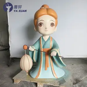 Aangepaste Cartoon Chinese Tang Stijl Ip Afbeelding Decoratie Hars Karakter Glasvezel Sculptuur