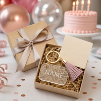 Personalisierter Acryl-Namensschlüsselanhänger Geburtstagsgeschenk-Set mit Quaste Grußkarte Großhandel Party-Gastgeschenk