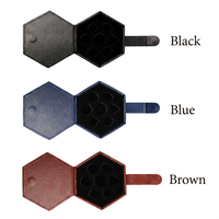 Boîte à dés hexagonale en cuir PU personnalisée avec logo, étui de rangement magnétique portable pour dés de D&D et RPG, pour jeux de société