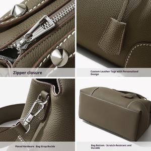 Bolso de Hombro de Cuero Genuino Personalizado OEM <span class=keywords><strong>ZAMO</strong></span> para Mujer, Estilo Vintage de Lujo, Impermeable, con Cierre de Cremallera y Asa Suave - Product Image 4