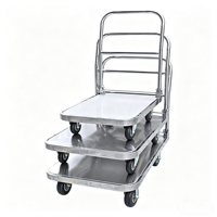 Chariot à plateau plat en acier inoxydable 201/304 avec roulettes silencieuses, chariot de transport robuste pour entrepôt et cuisine commerciale 1000 kg