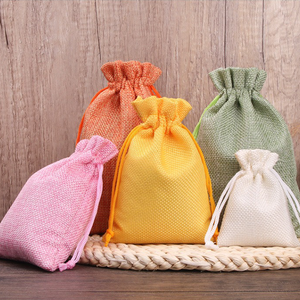 High Quality Custom Hemp Jute <b>Hessian</b> Drawstring <b>Sack</b> Small Striped Pattern Burlap Wedding Favors Gifts-Wholesale Shopping Bags - Product Image 4