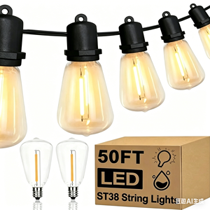 Edison Vintage Outdoor Waterproof <b>String</b> Lights, Festoon <b>Lighting</b> for Patio Party Decor, Holiday Marquee Ambience Lights - Product Image 4