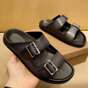 Tongs de tatouage de haute qualité antidérapantes en cuir de vachette d'été pour hommes 2025 nouvelles pantoufles - Product Image 3