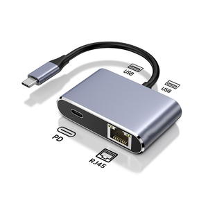 4 en 1 <span class=keywords><strong>USB</strong></span> tipo <span class=keywords><strong>C</strong></span> a Rj45 Gigabit <span class=keywords><strong>Ethernet</strong></span> Lan 1000Mbps tarjeta de red con cable PD 100W tipo <span class=keywords><strong>C</strong></span> <span class=keywords><strong>USB</strong></span> 3,0 <span class=keywords><strong>HUB</strong></span> convertidor de estación de acoplamiento - Product Image 3