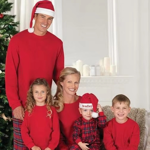 Conjunto de Pijamas Navideños a Juego para Familias, Diseño Personalizado, Cuadros Rojos, Ropa de Dormir POD, Compatible con Dropshipping, Pijamas de Navidad - Product Image 2