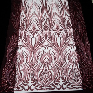 <span class=keywords><strong>Tessuto</strong></span> per Abiti da Sposa di Lusso Ecologico <span class=keywords><strong>Rosso</strong></span> con Perline Ricamo in Pizzo Paillettes <span class=keywords><strong>Tulle</strong></span> 100% Poliestere - Product Image 2