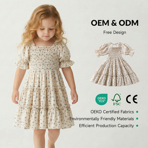 <span class=keywords><strong>Abbigliamento</strong></span> Estivo per Bambini OEM ODM, Vestito con Stampa Floreale per Bambine, Moda Infantile - Product Image 1