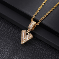 TZM1 Gold New Rock Zircon English Alphabet Pendant Necklace Fashion Jewelry Brass Zlaty Anglicka Abeceda Nahrdelnik Mosaz