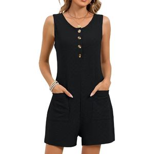Loveda - Mono de punto sin mangas para mujer, estilo casual, transpirable, color liso, para verano - Product Image 2