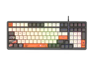 Keyboard mekanis nirkabel, papan ketik permainan Teclado Rusia Spanyol Korea