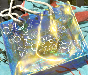 Sac fourre-tout transparent en PVC à la mode pour l'été réutilisable et écologique avec longue poignée en corde de coton Sac de shopping de plage pour femmes - Product Image 2