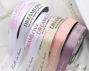 Customized Gold Foil Printed Satin Ribbon Business Logo Double Face 100% Polyester Sustainable Washable for <strong>Wedding</strong> <strong>Gift</strong> <strong>Wrap</strong> - Product Image 4