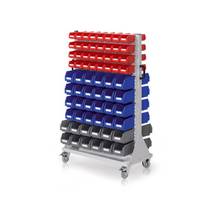 Carrello con contenitori a vista, utilizzo doppio lato, altezza 1580 mm - Product Image 1