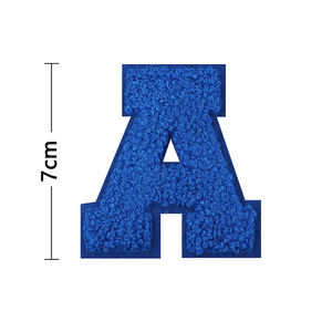 7cm A-Z huruf Alphbet handuk Chenille Patch otomatis perekat kaus topi desain huruf Logo kustom besi pada tambalan Chenille - Product Image 6