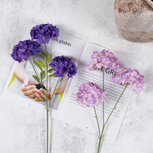 High-quality 3-head Small Hydrangea Silk Flowers Single <b>Branch</b> Available Multiple Colors; Perfect <b>for</b> Home <b>Decor</b> Photography - Product Image 2