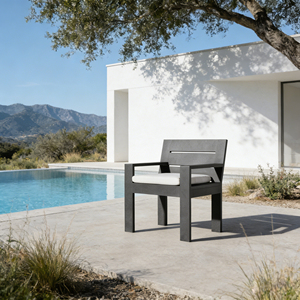 Sedia da Pranzo Leggera con Braccioli in Alluminio Antiruggine e Tessuto Resistente alle Intemperie per Ristoranti, Caffè, Giardini e Cortili - Product Image 1