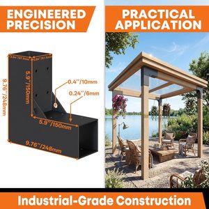 Kits de soportes para pérgola DIY, soportes de esquina en forma de L de 2 vías para estructuras de postes de <span class=keywords><strong>madera</strong></span> de 4 x 4 pulgadas para porche, gazebo, patio trasero - Product Image 2