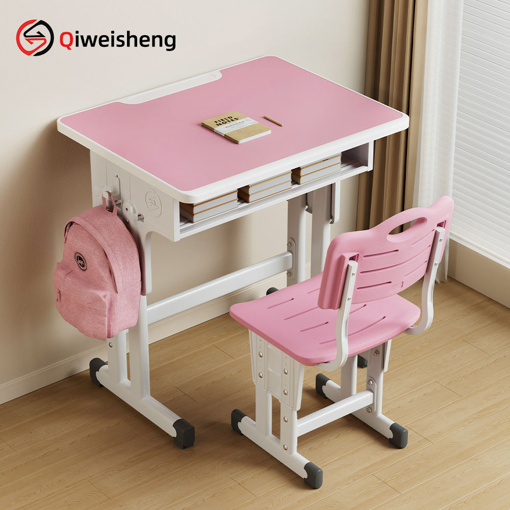 Height Adjustable School Sets Table and Plastic Chair Wood Student