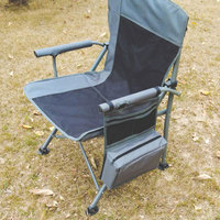 Chaise de camping pliable de luxe avec table latérale et pare-soleil, cadre en tube d'acier léger et durable pour la plage et l'extérieur