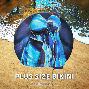 New <b>Plus</b> <b>Size</b> Women's Swimwear Sexy Backless & Deep V-Neck High Cut Lace Decorated Two Piece <b>Bikini</b> Beach Wear Swimsuit - Product Image 3