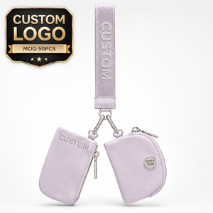 Portefeuille de poignet en nylon à double pochette avec logo personnalisé, mini porte-monnaie pour femme, sac porte-clés, pochette de rangement zippée pour étudiants - Product Image 6