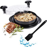 Broyeur de poulet antidérapant outil de torsion déchiqueteuse de poulet à viande ronde noire avec couvercle transparent